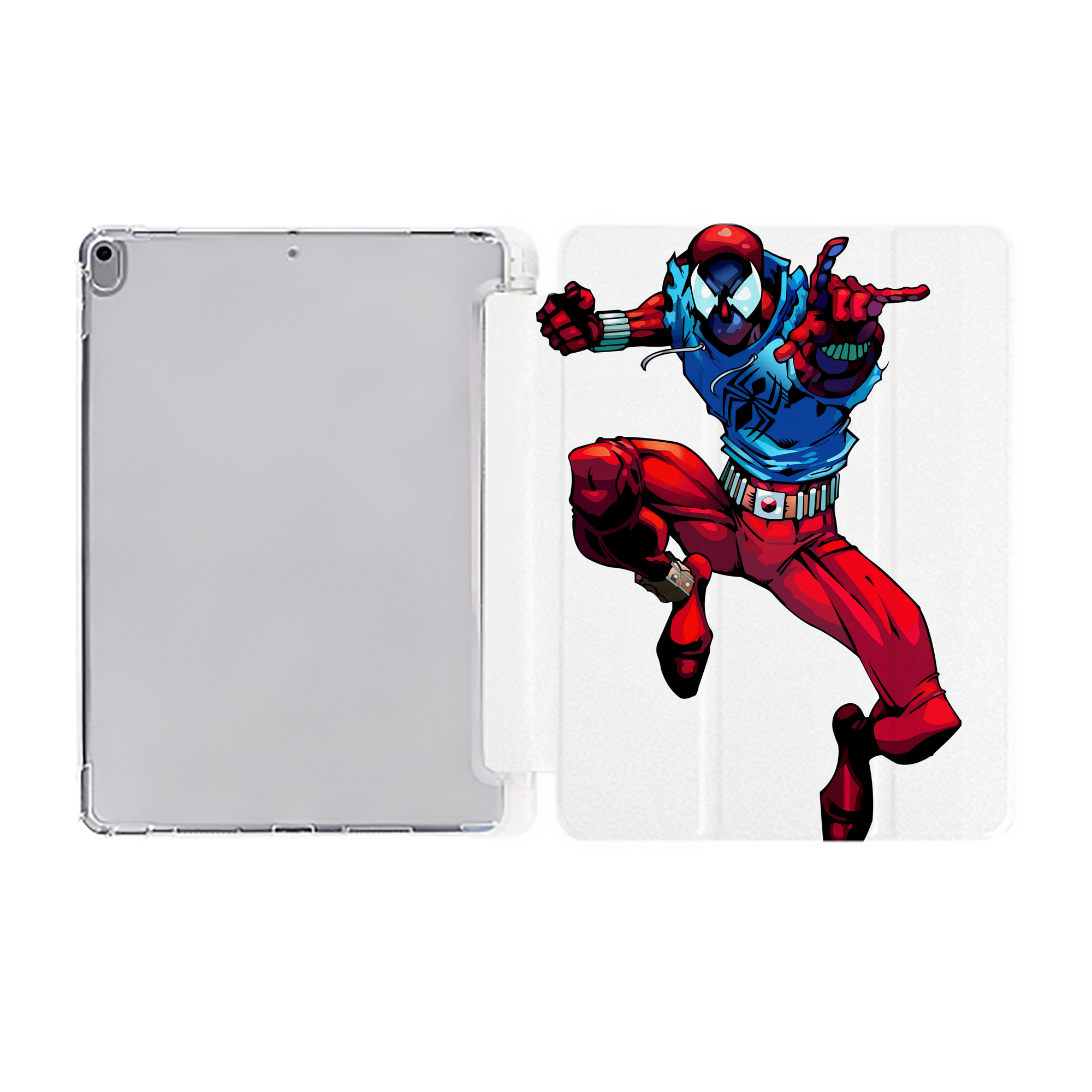 （画像用） Spider Man スパイダーマン IPad ケース ペン収納付き 三つ折りスタンド PUレザー×シリコン 対応機種9.5/10.5/10.9インチ